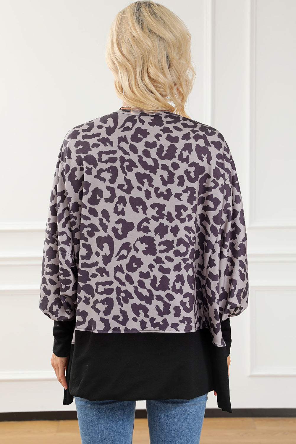 Black Merry Christmas Leopard Trees Graphic Sweatshirt