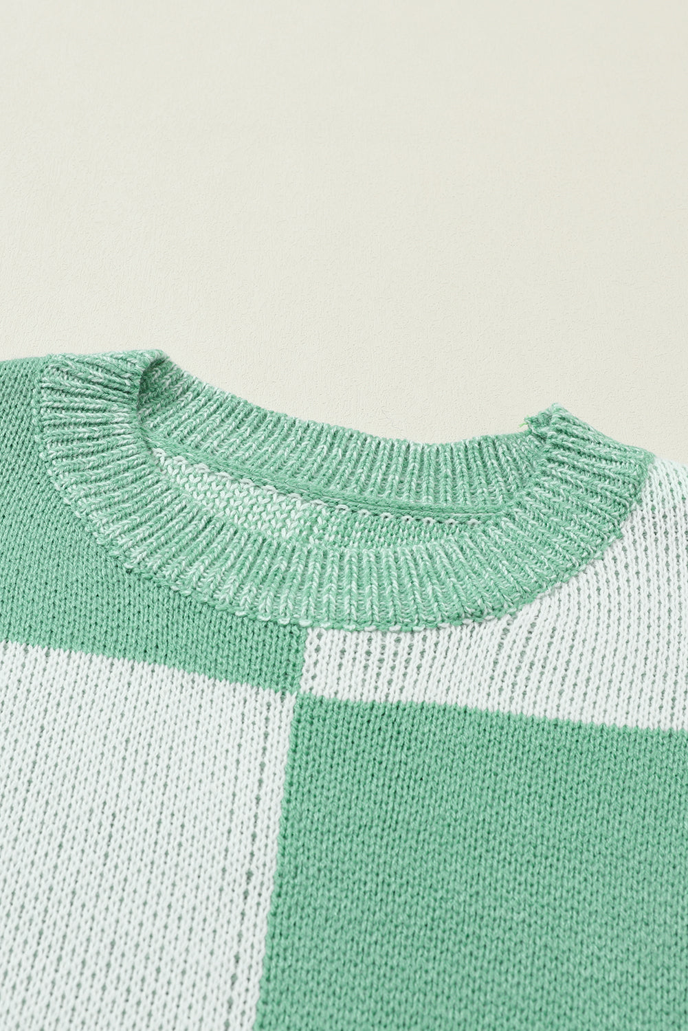 Medium Grey Checkered Print Drop Shoulder Sweater