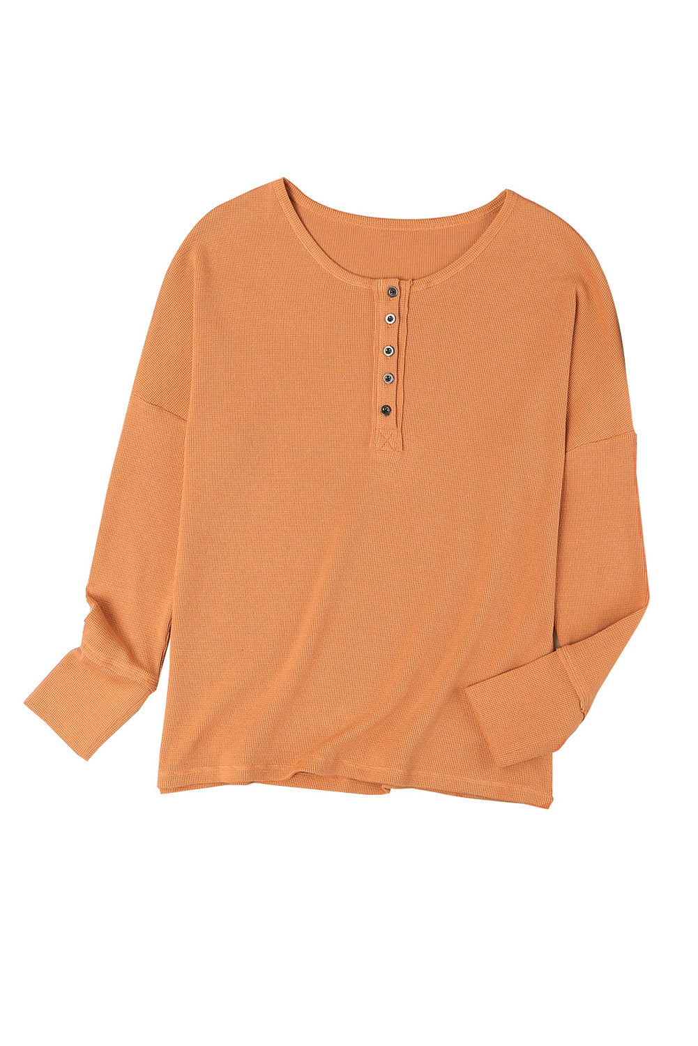 White Waffle Knit Henley Top