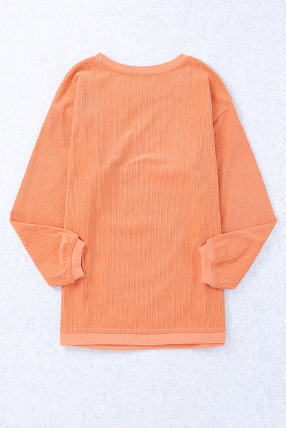 Strawberry Pink IN MY MERRY ERA Loose Fit Corded Sweatshirt