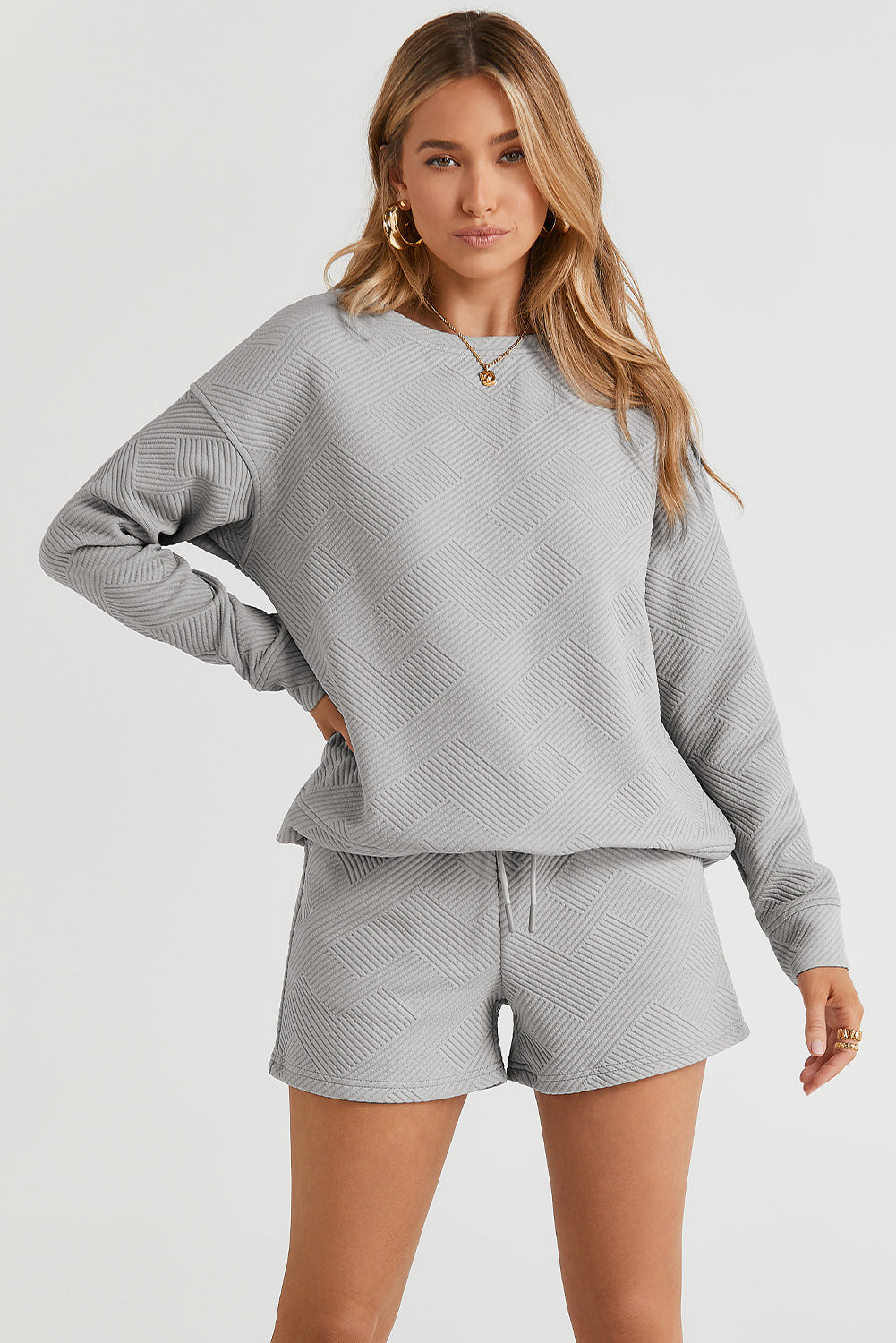 Black Ultra Loose Textured 2pcs Slouchy Outfit