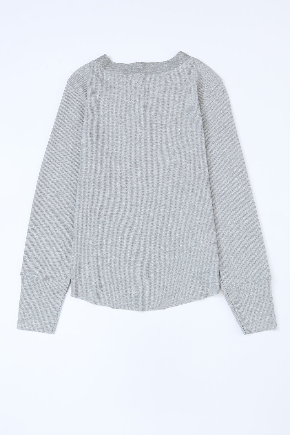 Black Trimmed Neckline Waffle Knit Henley Top