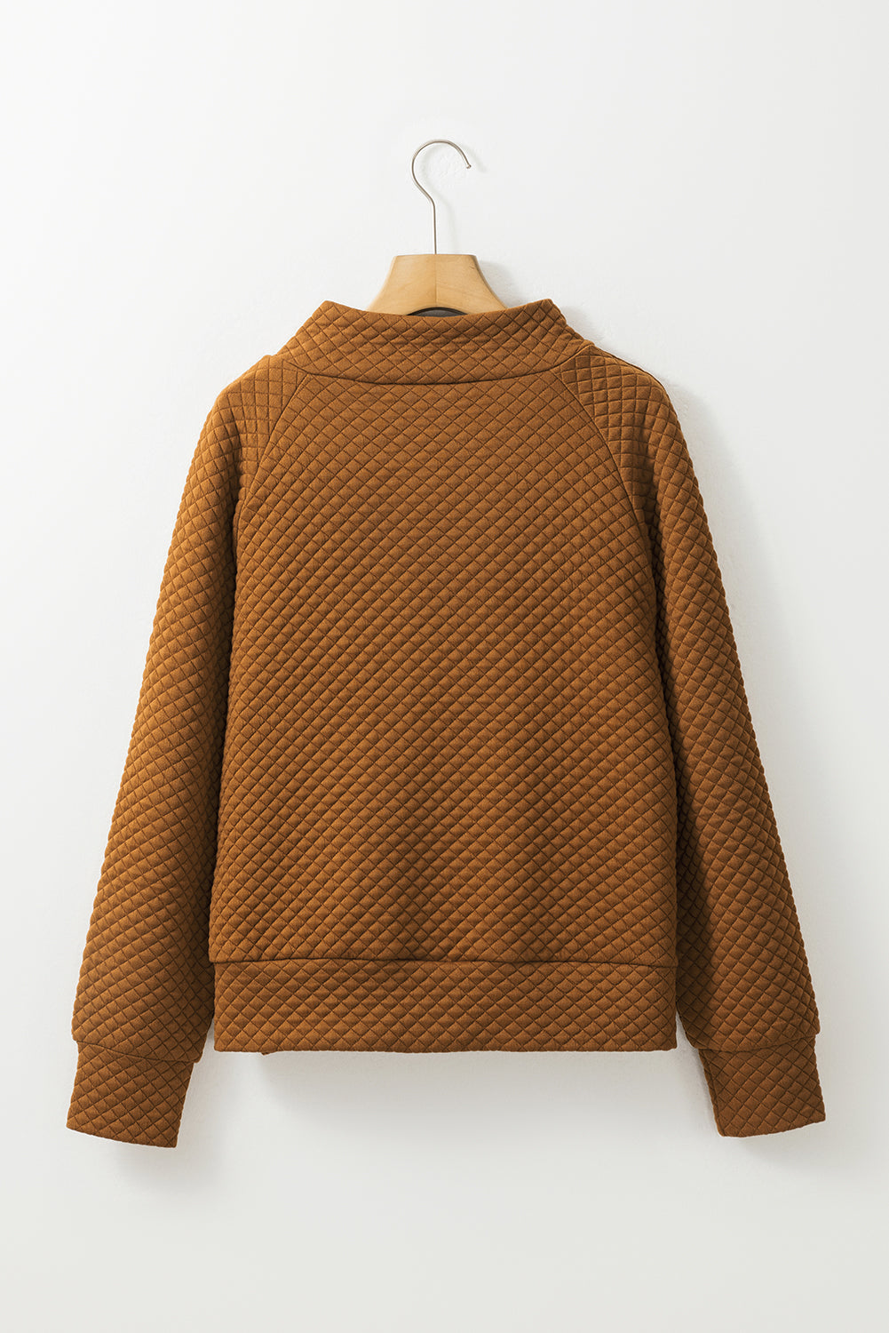 Black Solid Half Zipper Quilted Pullover Sweatshirt