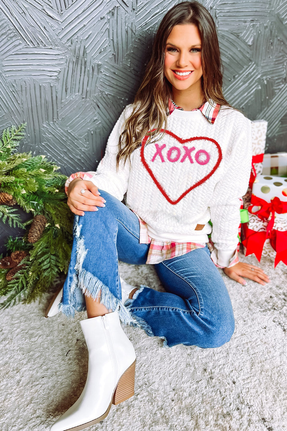 Black Merry And Bright Cable Knit Pullover Sweatshirt