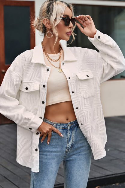 Khaki Solid Textured Flap Pocket Buttoned Shacket