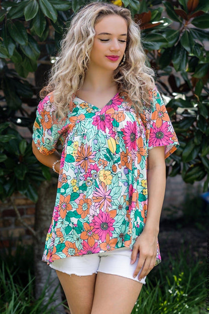Fiery Red Round Neck Sleeveless Floral Mini Dress