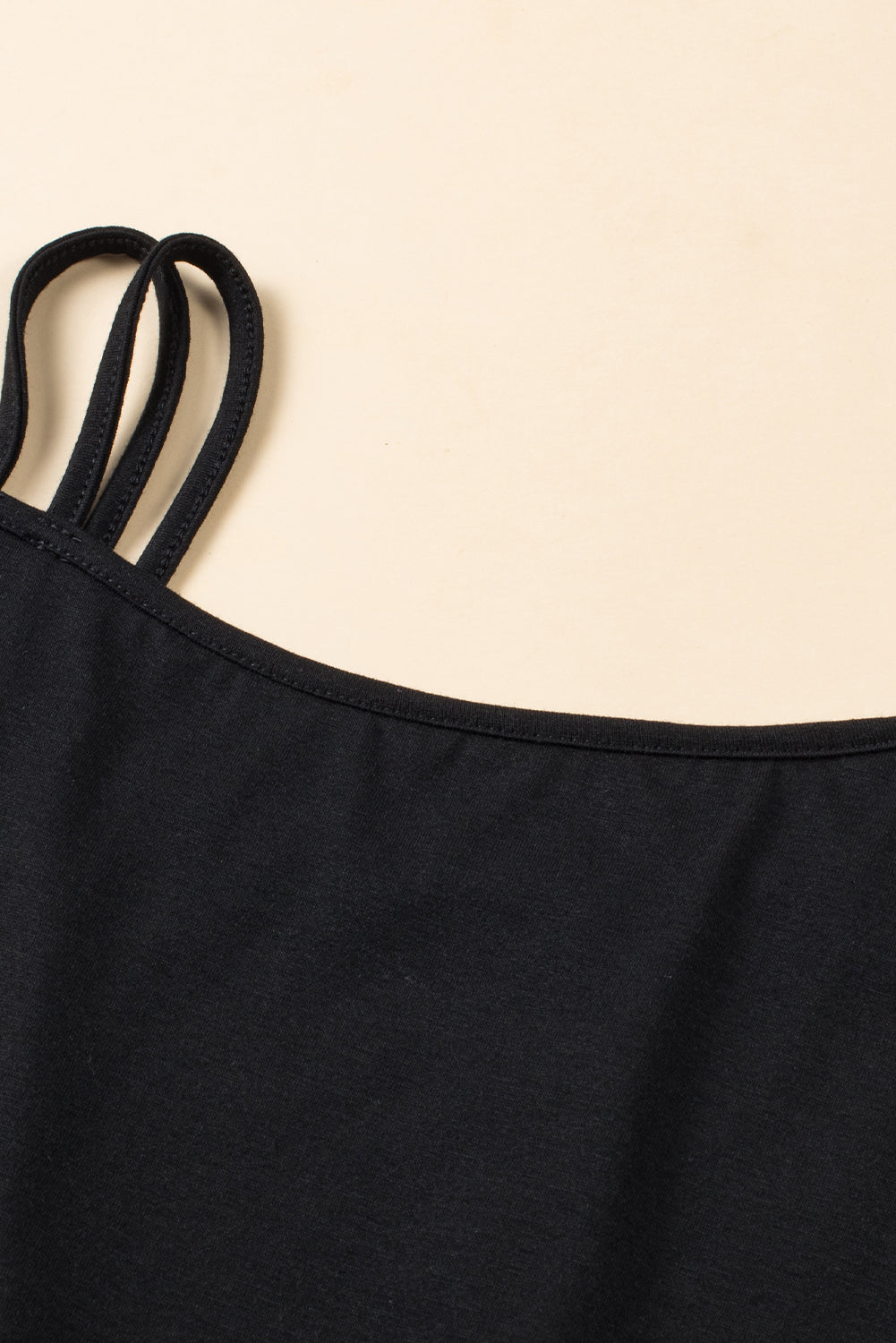 Black Asymmetric Strappy Cold Shoulder Long Sleeve Top