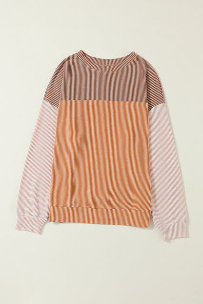 Mineral Red Plus Size Ribbed Colorblock Long Sleeve Top