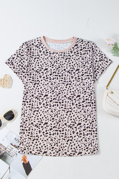 Animal Spotted Print Round Neck Long Sleeve Top
