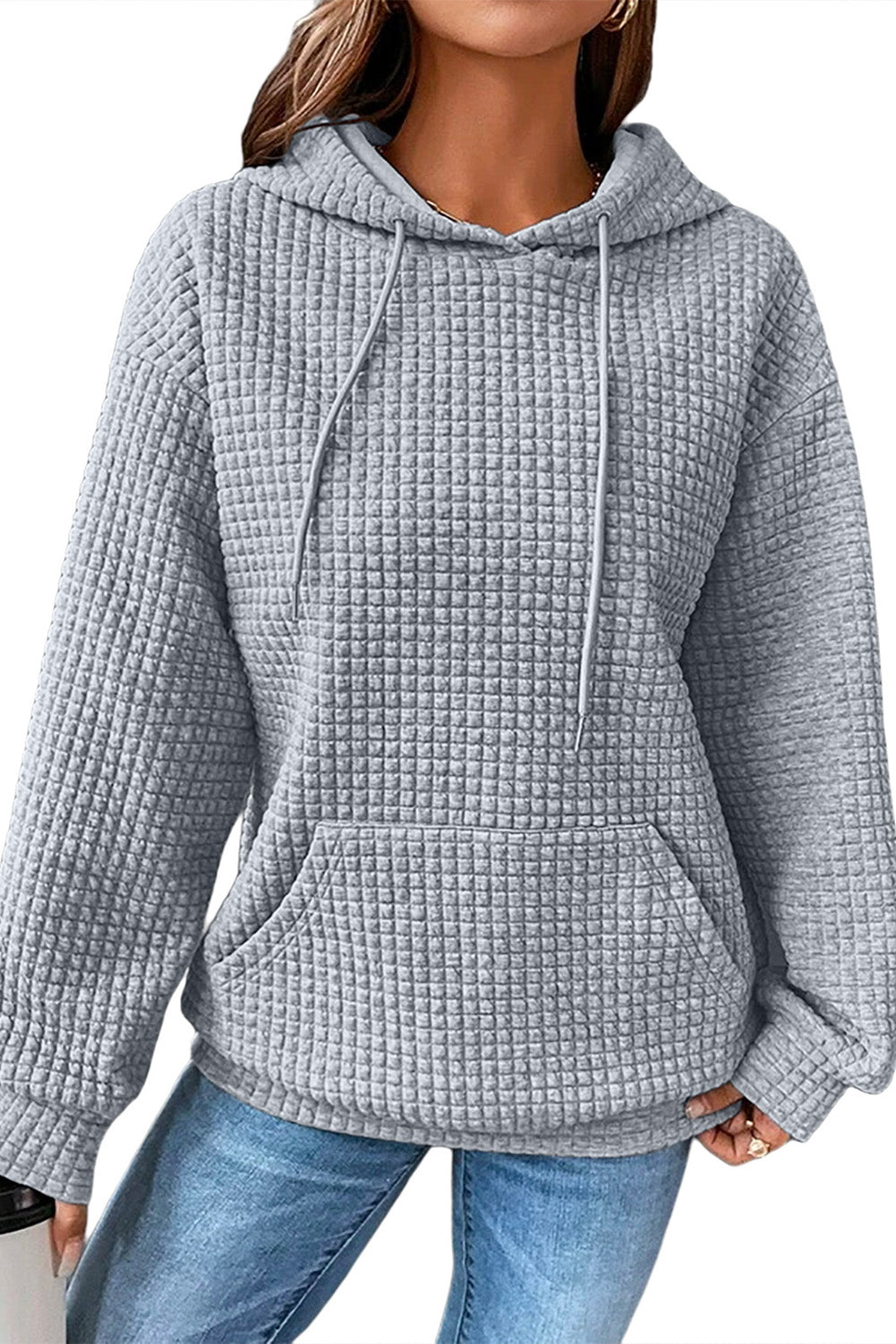 White MERRY AND BRIGHT Lattice Texture Hoodie
