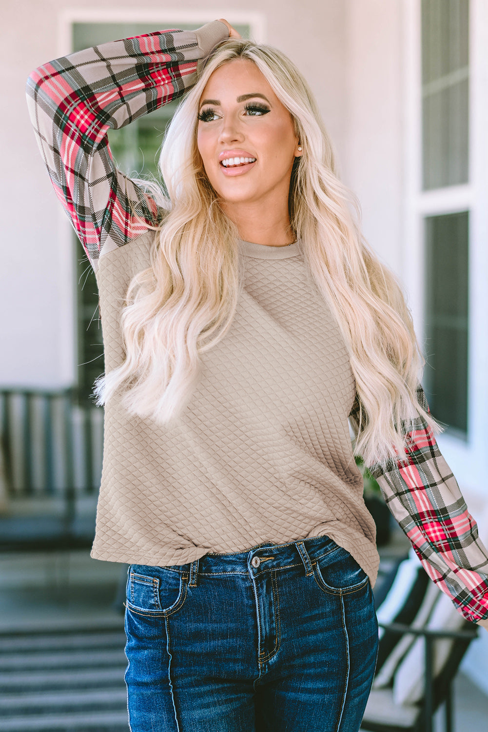 Black Solid Half Zipper Quilted Pullover Sweatshirt