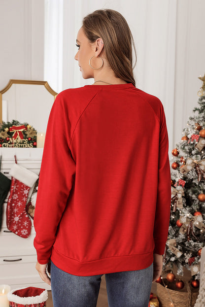 Fiery Red Chenille MERRY Christmas Raglan Sleeve Sweatshirt