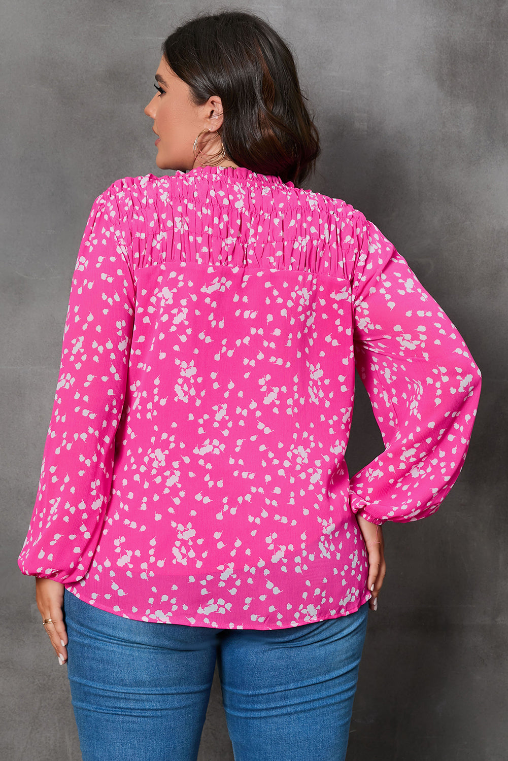 Yellow Split Neck Fall Printed Crinkled Blouse