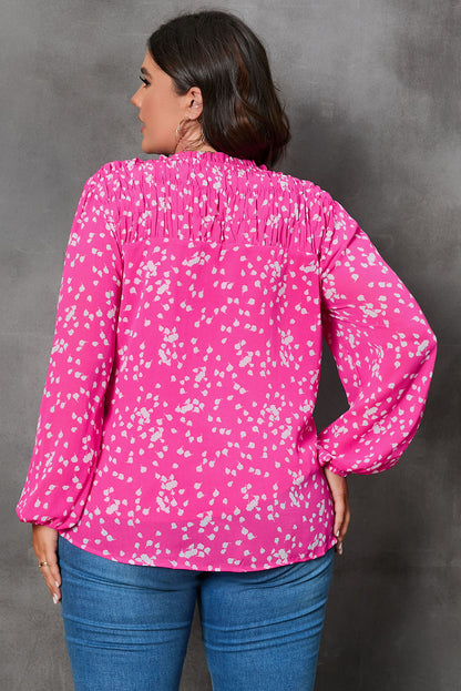 Yellow Split Neck Fall Printed Crinkled Blouse