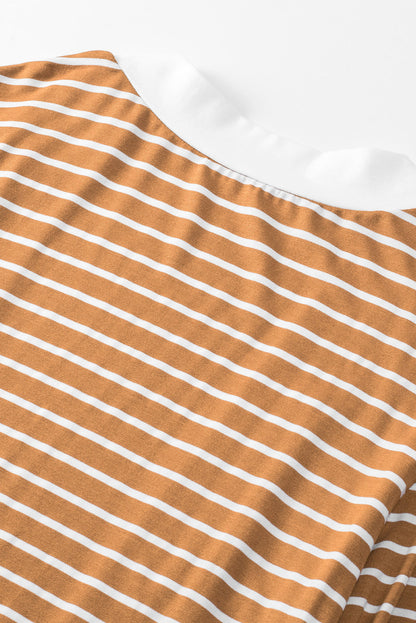White Striped Side Pockets Open Front Cardigan