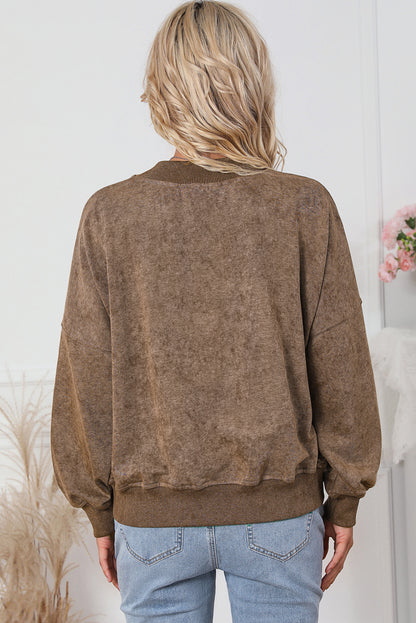 Green Drop Shoulder Crew Neck Pullover Sweatshirt
