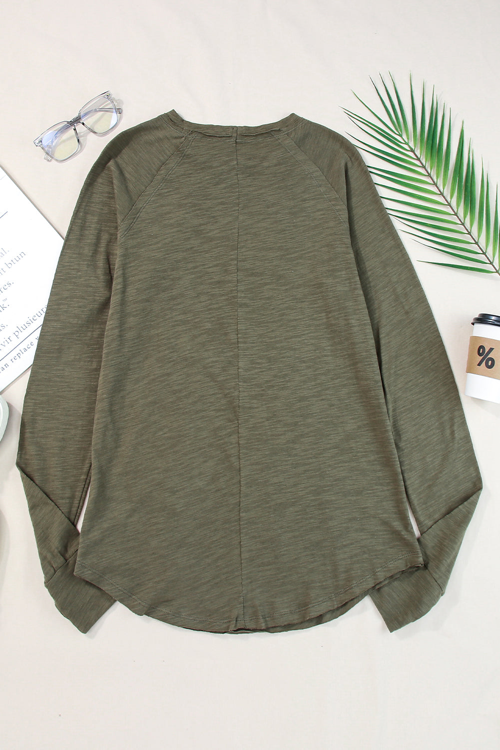 Green Merry Christmas Trees Thumbhole Sleeve Graphic Tee