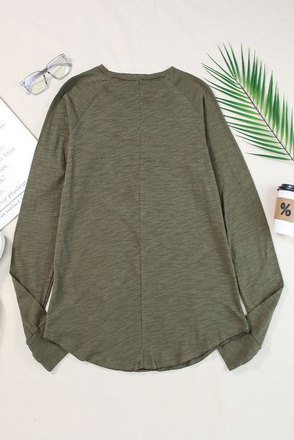 Green Merry Christmas Trees Thumbhole Sleeve Graphic Tee