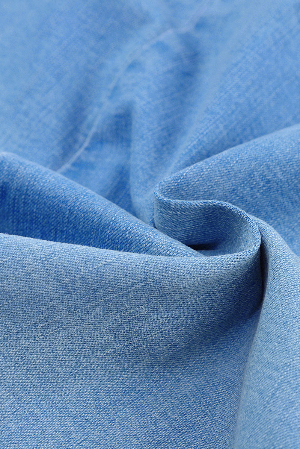 Sky Blue Grommet Tie Straps Casual Denim Romper