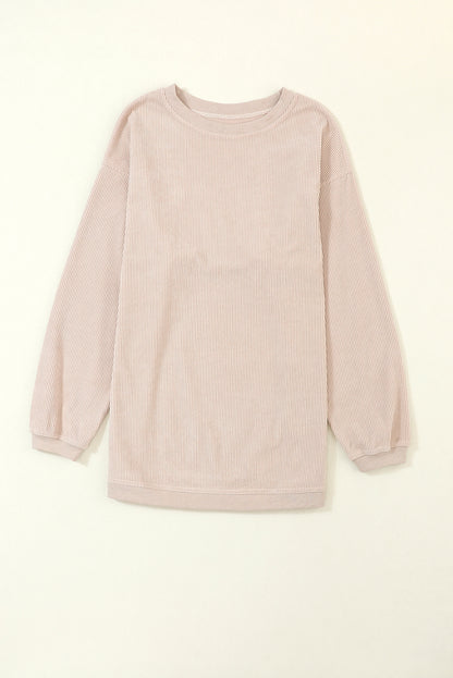 Strawberry Pink IN MY MERRY ERA Loose Fit Corded Sweatshirt