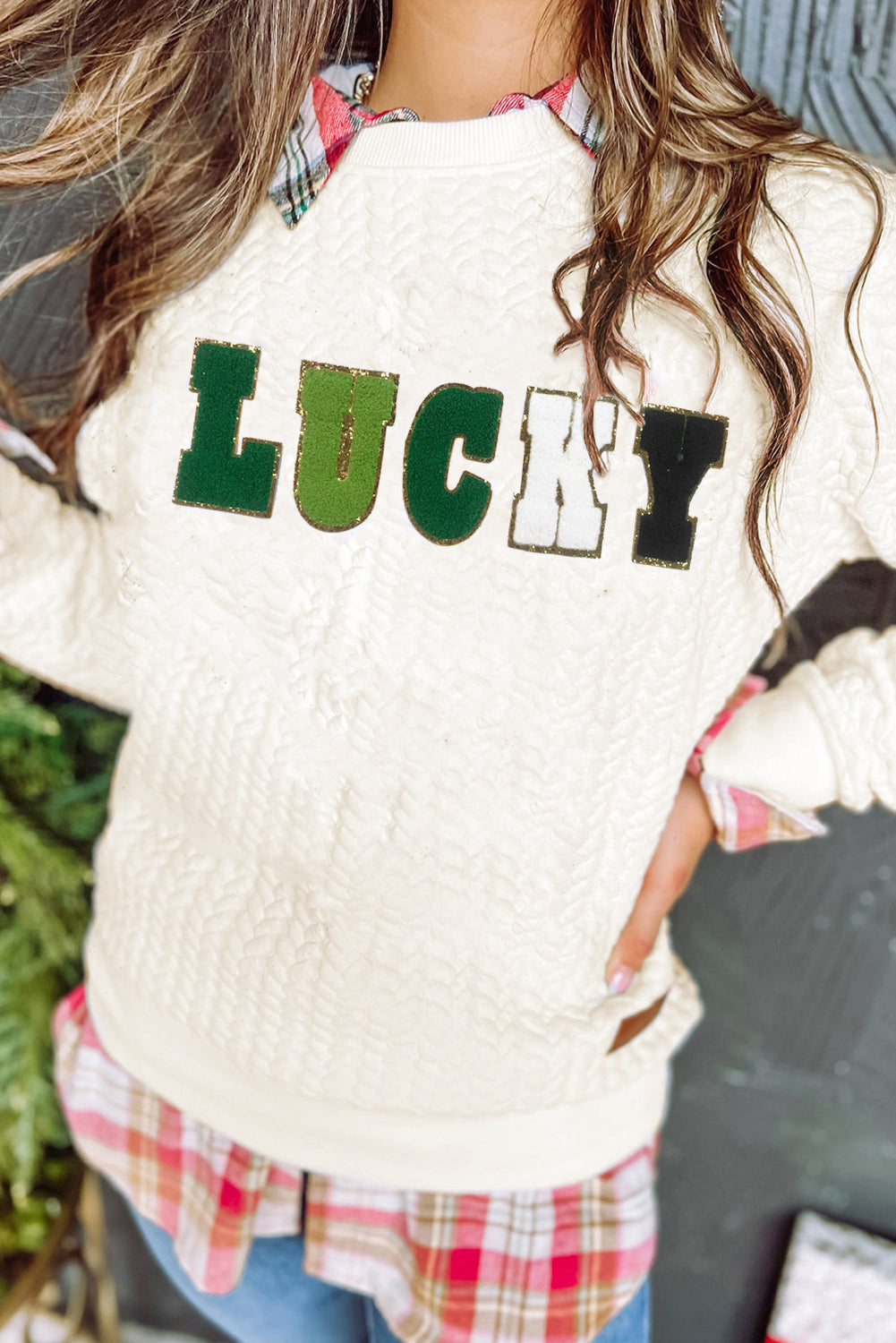 Black Merry And Bright Cable Knit Pullover Sweatshirt