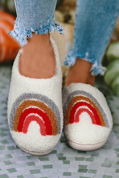 White Christmas Deer Home Indoor Plush Slippers