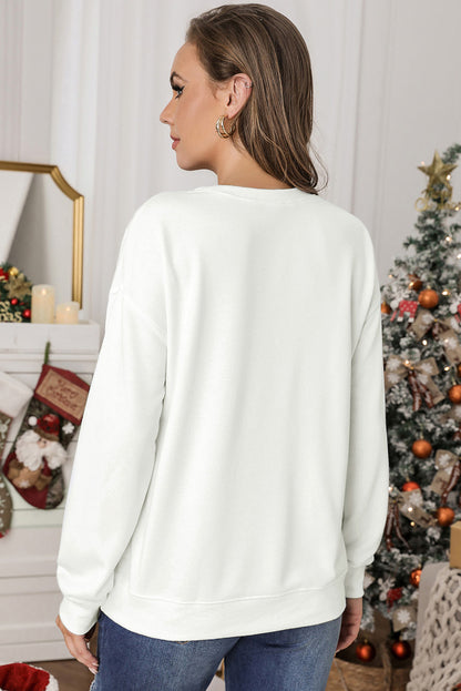 Pink MERRY Alphabet Print Loose Fit Christmas Sweatshirt