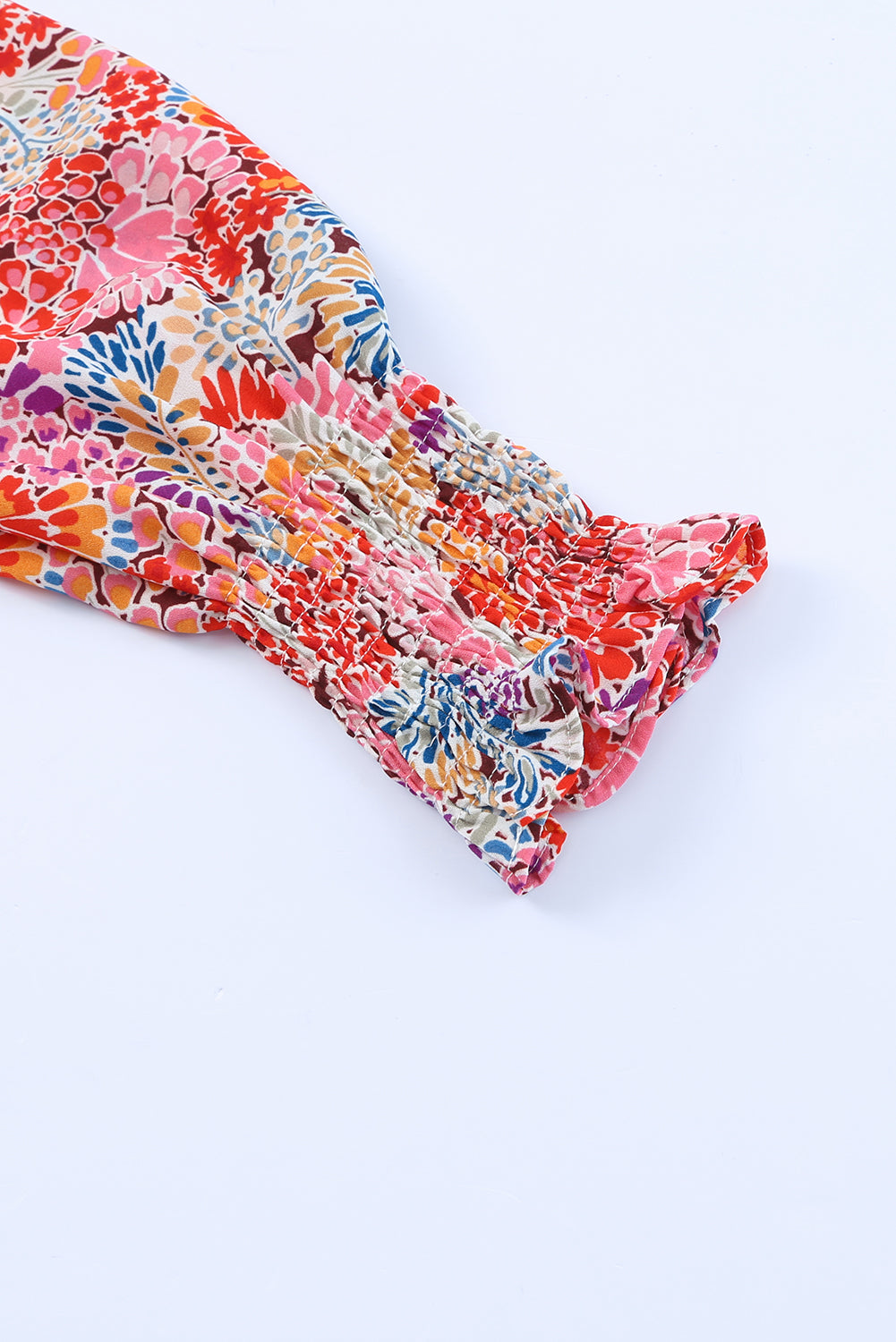 Multicolor Gorgeous Floral Print Tie V Neck Ruffle Dress