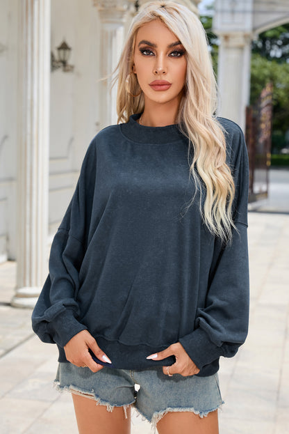 Green Drop Shoulder Crew Neck Pullover Sweatshirt