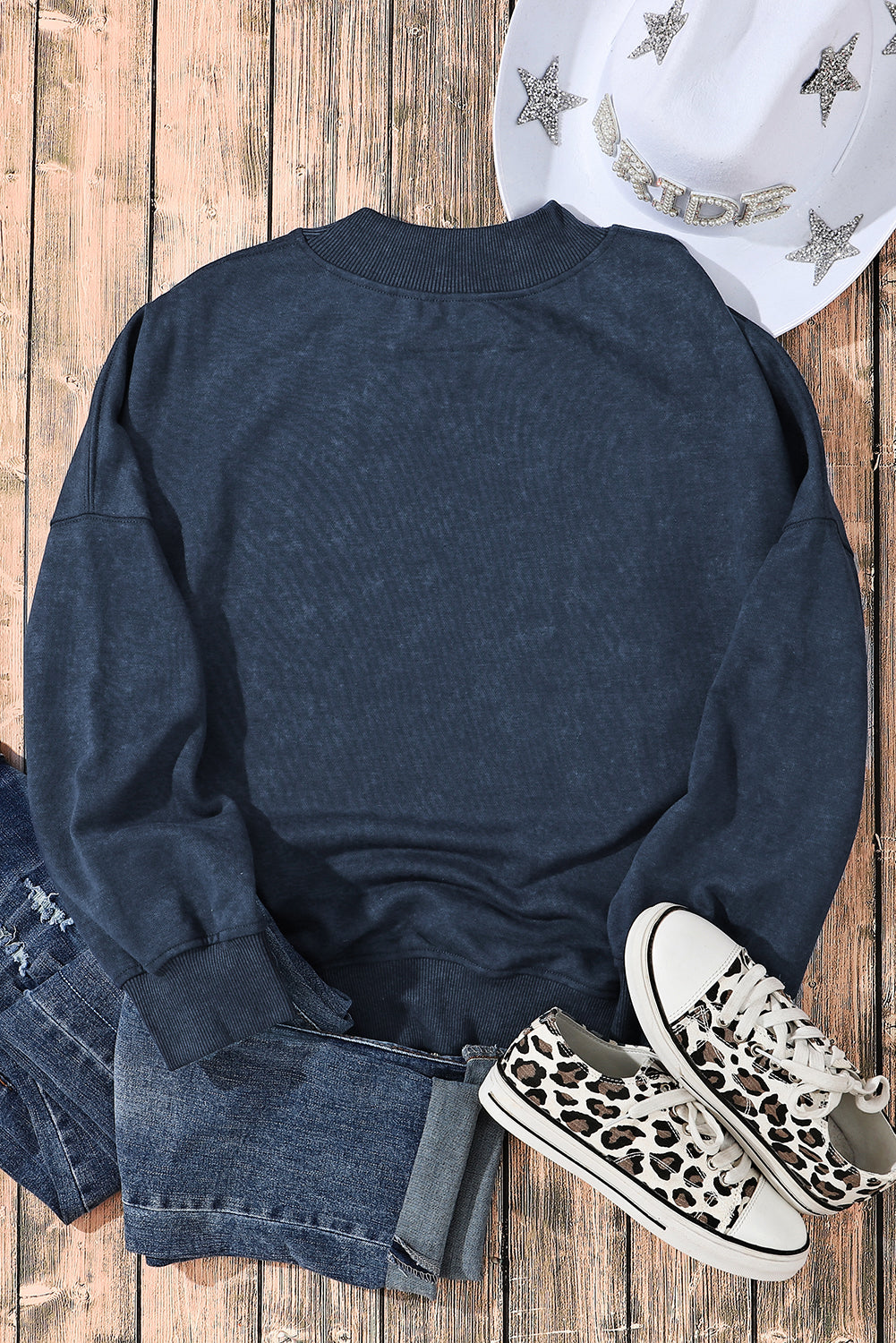 Green Drop Shoulder Crew Neck Pullover Sweatshirt