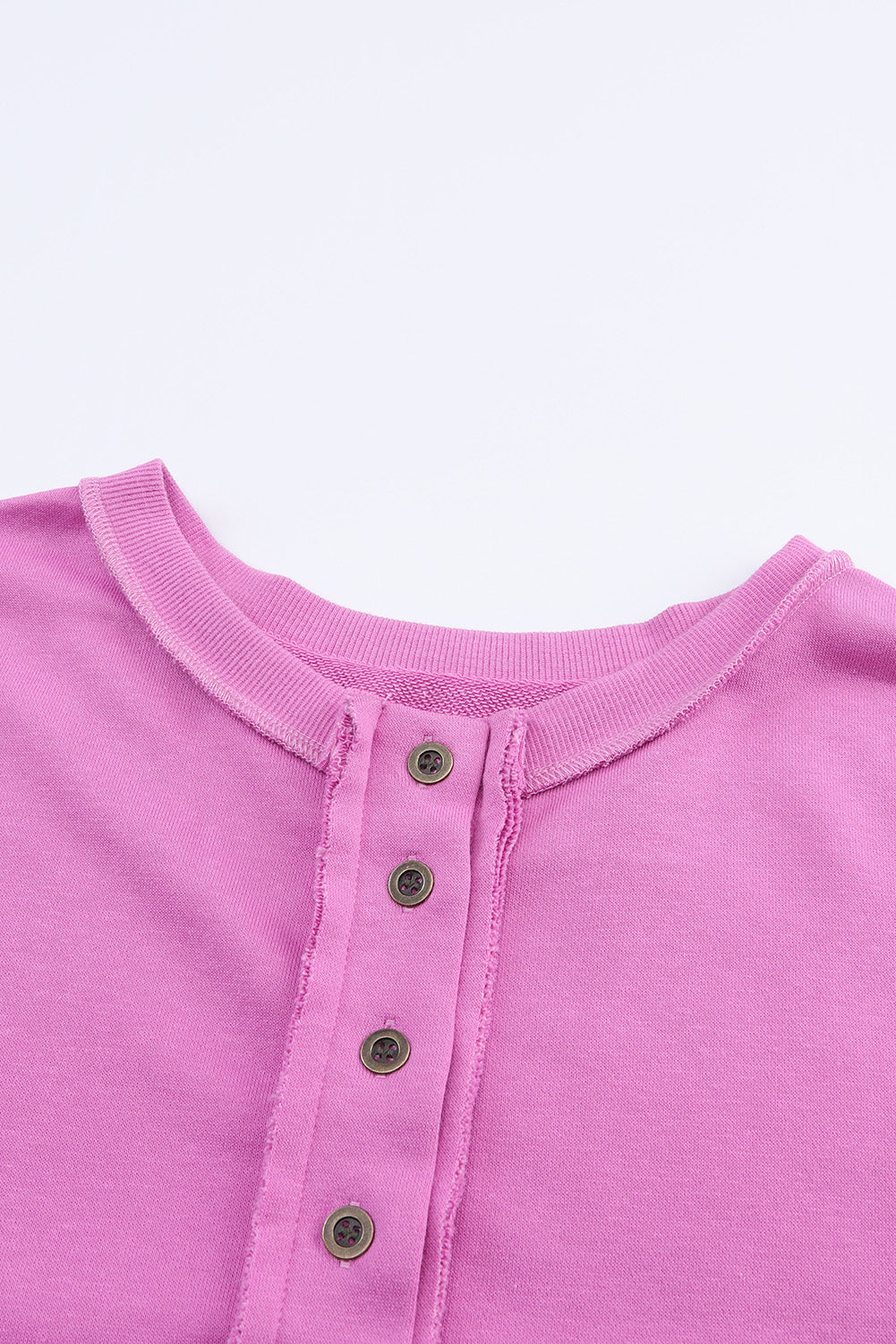 Green Oversized Exposed Seam Henley Sweatshirt