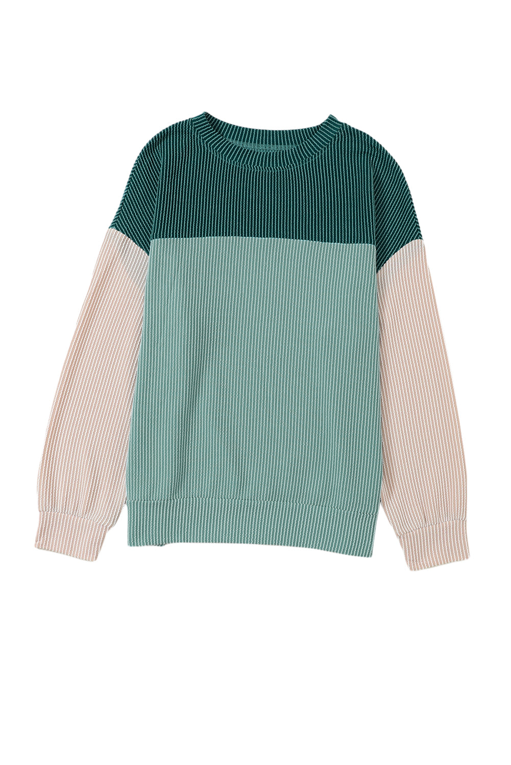 Mineral Red Plus Size Ribbed Colorblock Long Sleeve Top