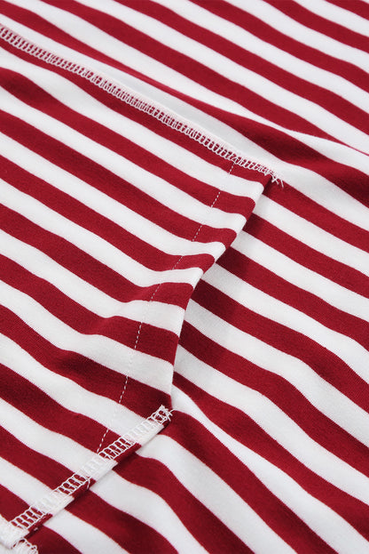 Stripe Kangaroo Pocket Drawstring Hoodie
