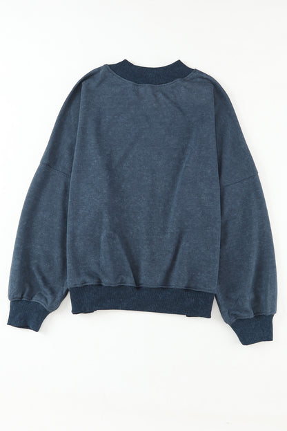 Green Drop Shoulder Crew Neck Pullover Sweatshirt