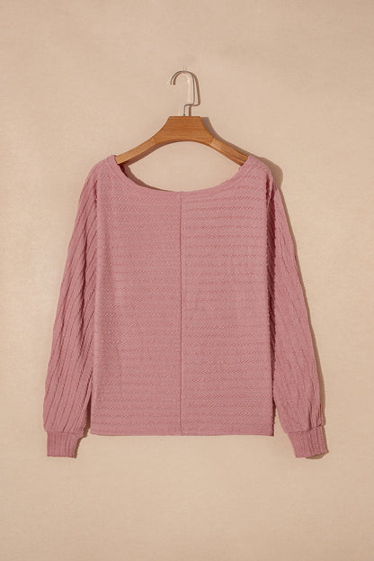 Black Ribbed Round Neck Knit Long Sleeve Top