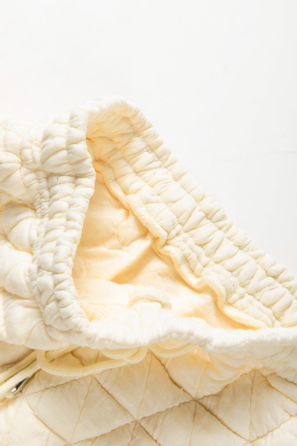 Coffee Solid Color Quilted Kangaroo Pocket Hoodie