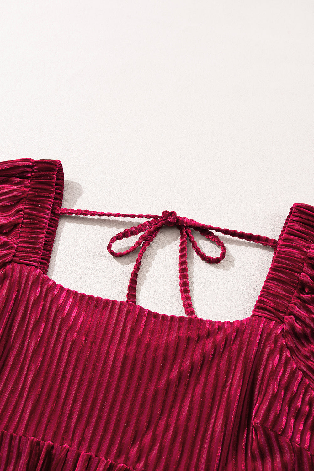 Pink Smocked Ribbed Velvet Babydoll Top