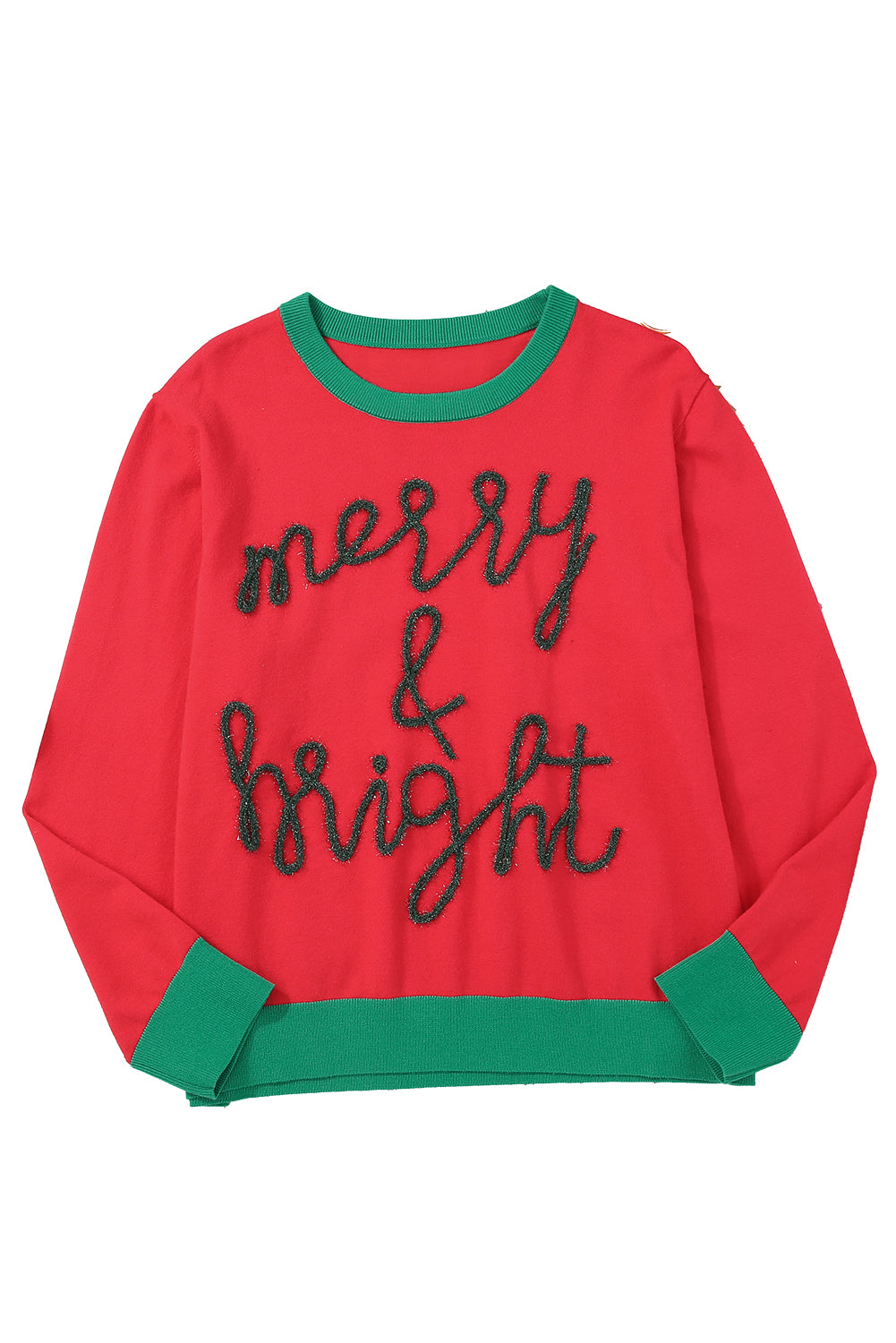 Black Holly Jolly Round Neck Casual Sweater