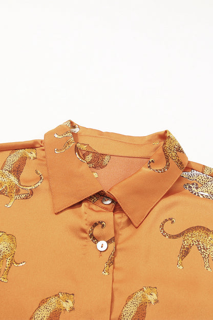 Lively Tiger Print Casual Sweatshirt