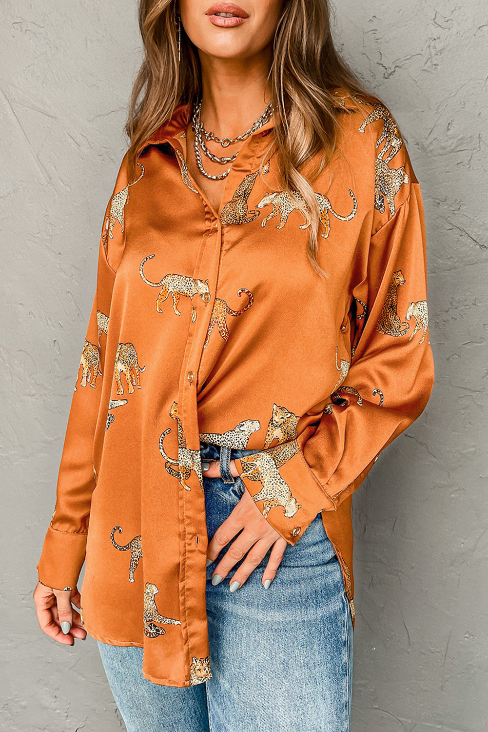 Lively Tiger Print Casual Sweatshirt