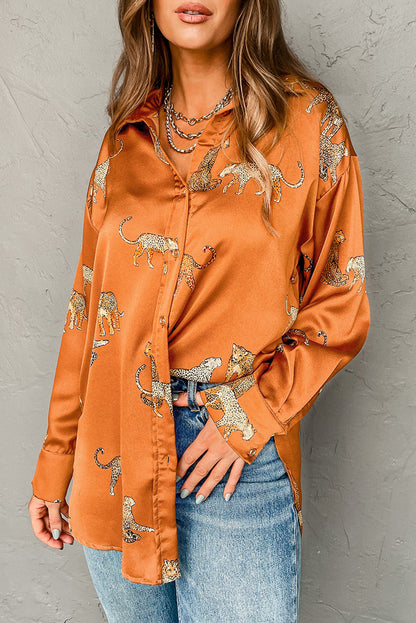 Lively Tiger Print Casual Sweatshirt