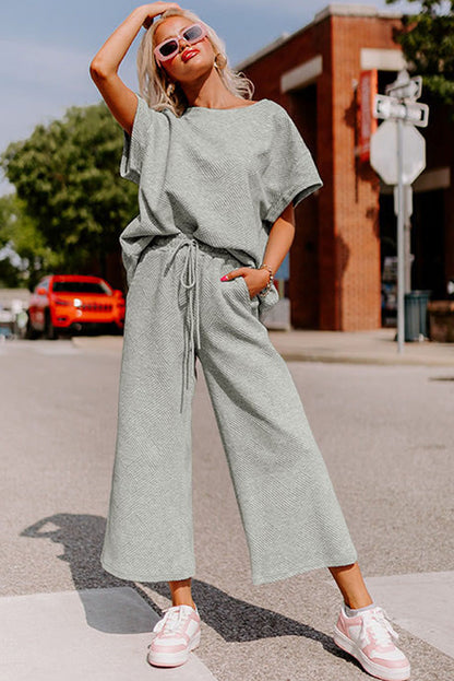 Black Ultra Loose Textured 2pcs Slouchy Outfit