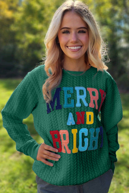 Black Merry And Bright Cable Knit Pullover Sweatshirt