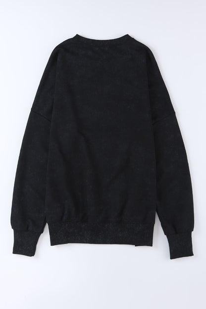 Black Merry Christmas Leopard Trees Graphic Sweatshirt