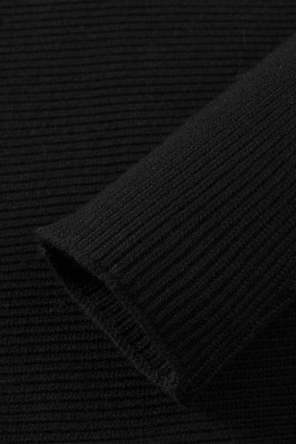 Black Striped Long Sleeve Knit Sweater