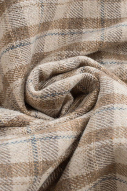 Orange Plaid Pattern Sherpa Lined Hooded Shacket