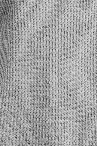 Pink Crew Neck Ribbed Trim Waffle Knit Top