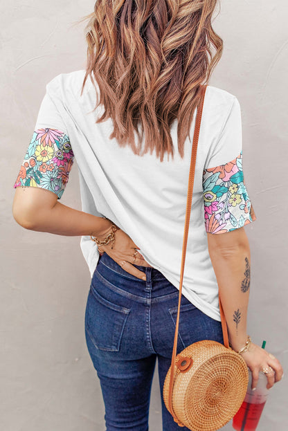 Multicolor Flower Print Pocketed Drawstring Waist Wide Leg Pants