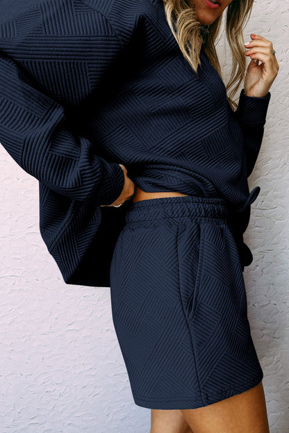 Black Ultra Loose Textured 2pcs Slouchy Outfit