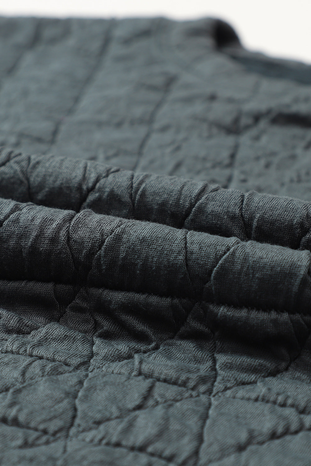 Coffee Solid Color Quilted Kangaroo Pocket Hoodie